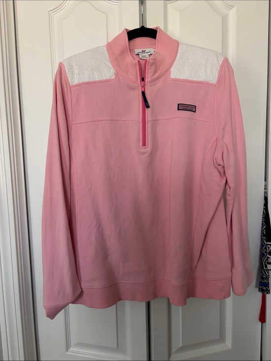 Vineyard Vines Jackets & Blazers - Vineyard Vines Pink Half-Zip Pullover with White Shoulder Yoke